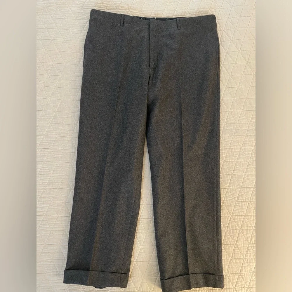 Polo Ralph Lauren‎ Made in Italy Vintage Gray Flannel Wool Preston Pant Size 40